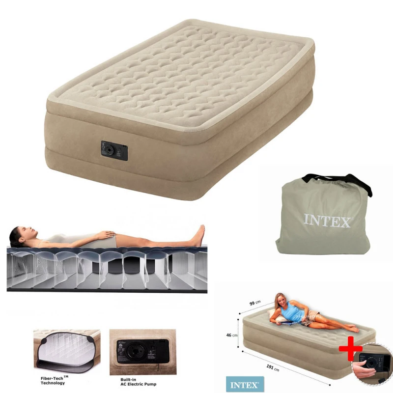 MATELAS GONFLABLE ELECTRIQUE 1 PLACE INTEX ULTRA PLUSH FIBER-TECH 2 MATELAS GONFLABLE ELECTRIQUE 1 PLACE INTEX ULTRA PLUSH FIBER-TECH – Image 2