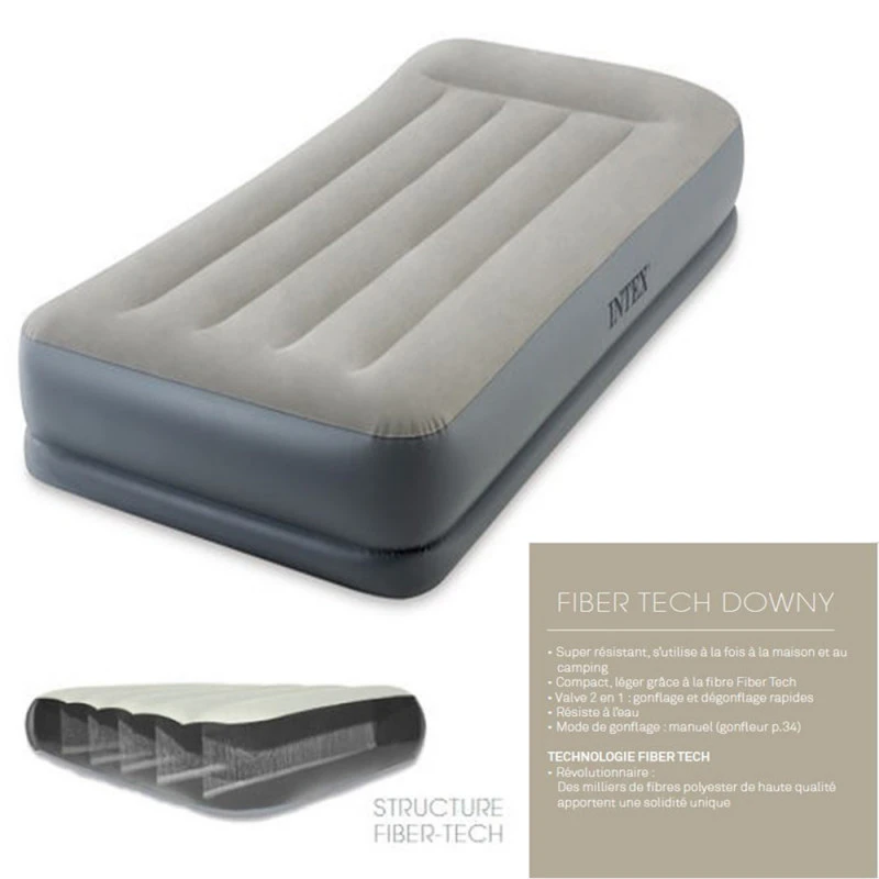 MATELAS GONFLABLE INTEX MID-RISE FIBER TECH 1 PLACE 1 MATELAS GONFLABLE INTEX MID-RISE FIBER TECH 1 PLACE