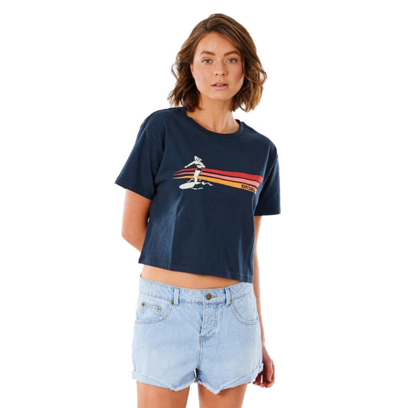 T-SHIRT RIP CURL GOLDEN STATE CROP BLEU MARINE FEMME 1 T-SHIRT RIP CURL GOLDEN STATE CROP BLEU MARINE FEMME